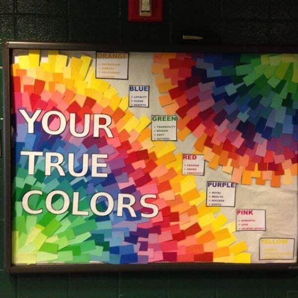 True Colors - Simple Rainbow-Themed Bulletin Board Idea Using Paper - Inspirations for Decorating a Rainbow-Themed Bulletin Board in the Classroom