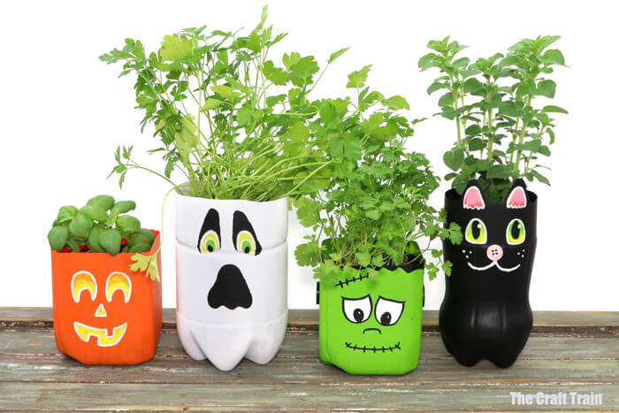 Upcycled Plastic Herb Garden Craft Activity On Halloween Themed - Creative Ways to Decorate a Bottle