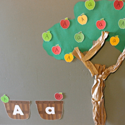 Uppercase & Lowercase A Letter Sorting Activity For Preschoolers Using Colorful Papers & Markers - Doing Apple Projects for Autumn Celebrations & Harvest Gatherings 