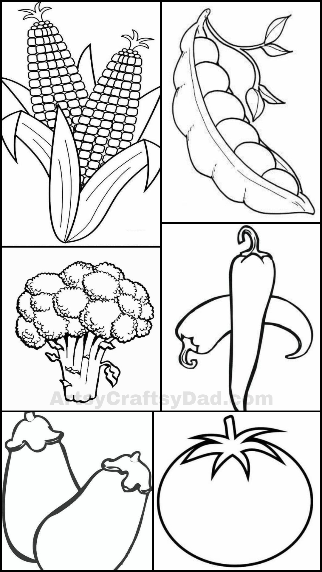 Free Vegetables​​​​​​​​ Coloring Printable Pages and Worksheets for Kids