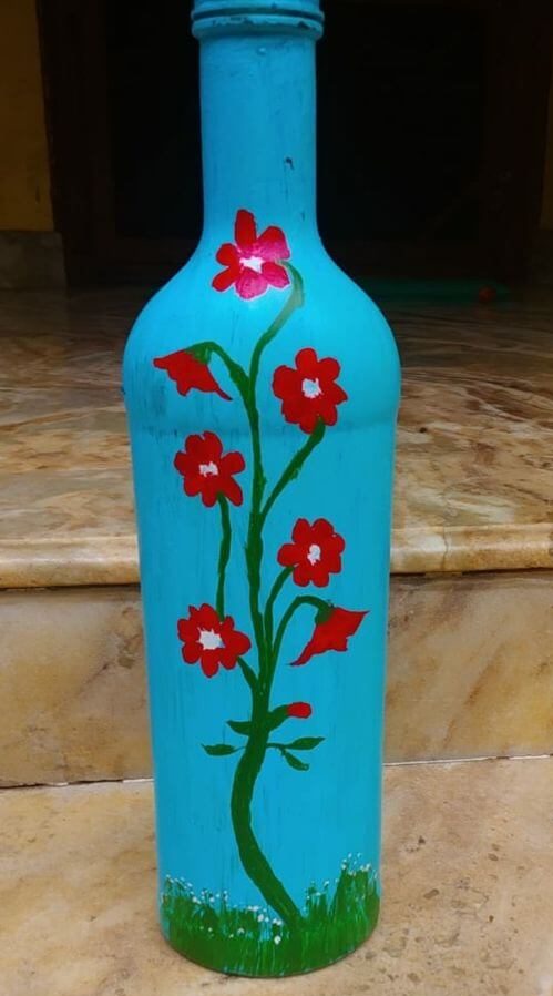 Very Easy Flower Painting Art Design On Wine Bottle - Unique ideas for sprucing up bottles.