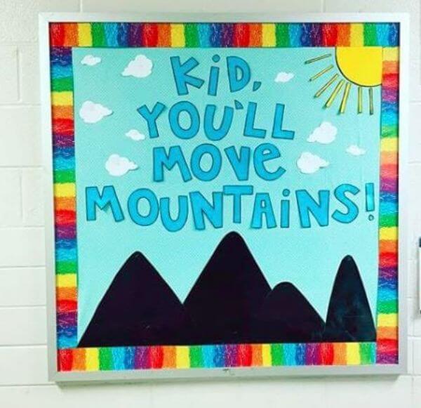 Very Simple & Pretty Bulletin Board Decoration Idea For Classroom Door - Creative Suggestions for a Spectrum of Colours on the Classroom Noticeboard