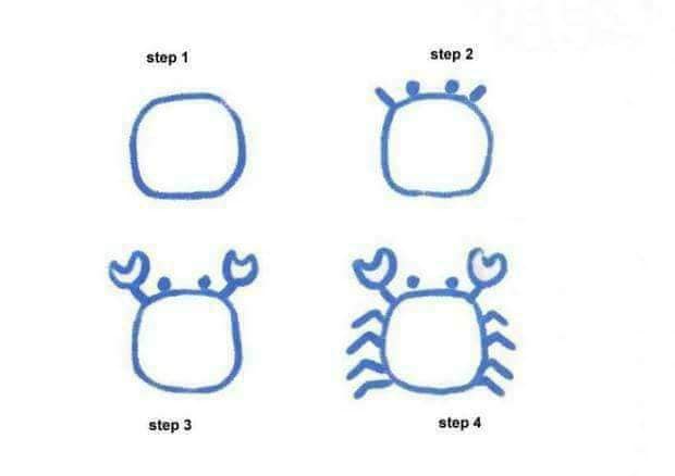 Very Simple Crab Drawing Idea For Beginners - Drawing Animals Made Easy for Children to Do at Home 