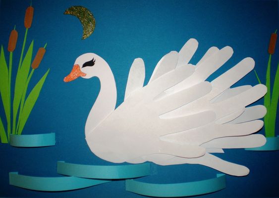 Very Simple Handprint Paper Swan Craft For Preschoolers - Creative Swans for 7-10 Year Olds