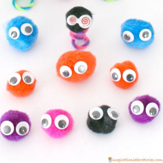 Very Simple Monster Craft Activity With Pom Pom & Googly Eyes - Delightful Pom Pom crafts for youngsters 