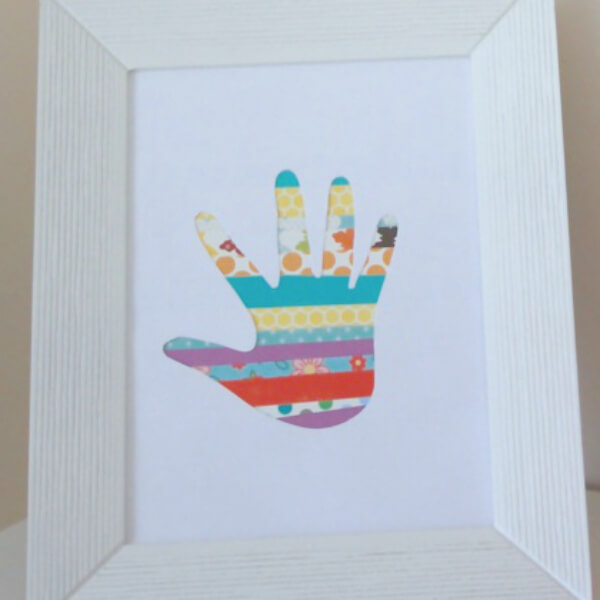 Washi Tape Handprint Art Decoration Idea For Frame - Handprints and Art Projects for Toddlers