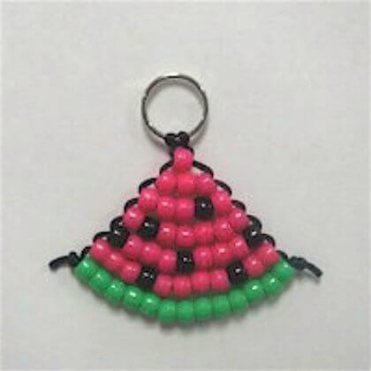 Watermelon Shaped Keychain Beaded Pattern Craft For Kids - Incredible Pony Bead Creations for Children 