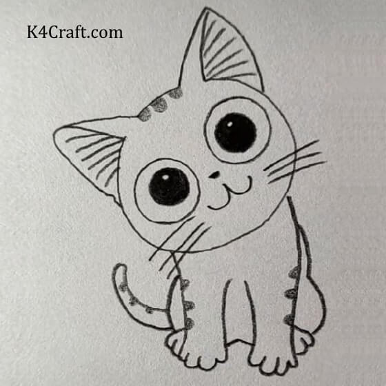 Wide Eyed Kitten Drawing Art Idea For Kids - Discovering the Incredible World of Pencil Drawings for Youngsters