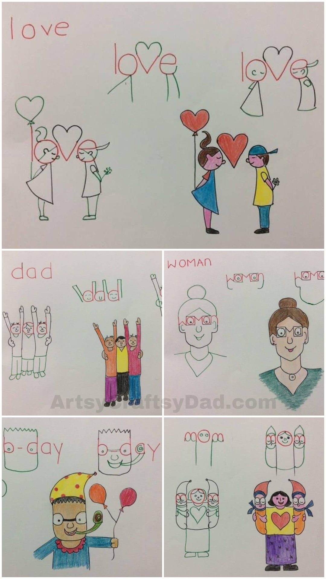 Words Based Drawings for Kids