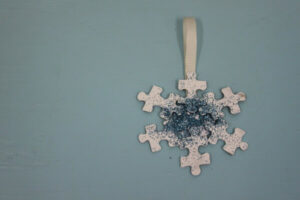 Beautiful Glittery Snowflake Ornament Craft With Puzzle Pieces