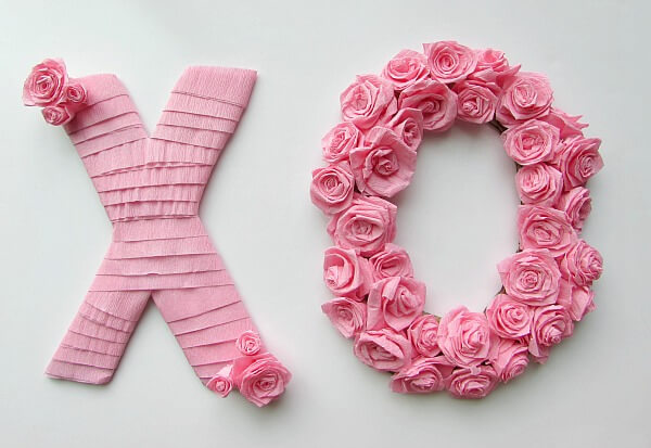 Adorable Ruffle & Flower Letters Craft Project Made With Crepe Paper & Cardboard - Ways to craft with crepe paper
