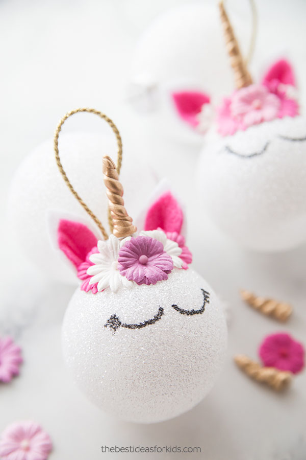 Adorable Unicorn Ornament Craft Using Oil Based Paint Pen, Sculpey Oven Baked White Clay, Gold Spray Paint, Hot Pink Felt, & Gold Twine Ribbon - Fun Adornment Crafting for Little Ones 