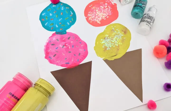 Amazing Balloon Stamping Art Activity In Ice Cream Shaped - Artistic techniques with balloons