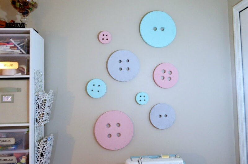 Amazing Button Shaped Wall Art & Craft Decoration Idea Using Styrofoam Discs & Sewing Machine - Wall Decor Ideas Utilizing Buttons