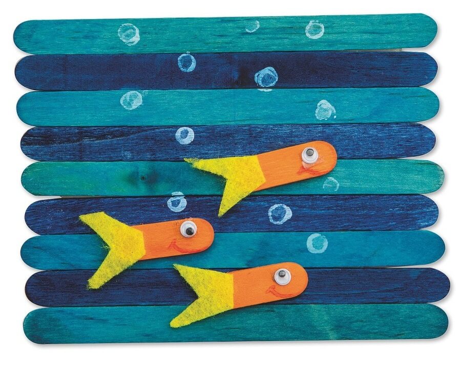 Amazing Under Water Fish Craft Activity For Kids With Popsicle Sticks - Create a Fish Sculpture with Popsicle Sticks in Your Home