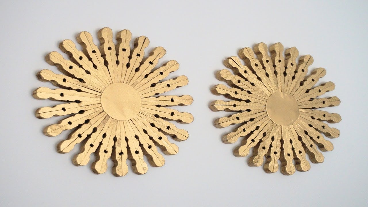 Attractive Golden Clothespin Decoration Craft For Wall Hanging - Crafting with Clothespins - Get Creative