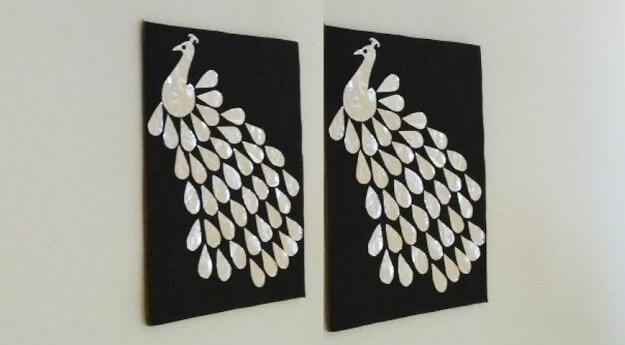 Attractive Peacock Wall Decoration Art Idea Using Aluminum Foil - Arts and Crafts with Tin Foil for Children