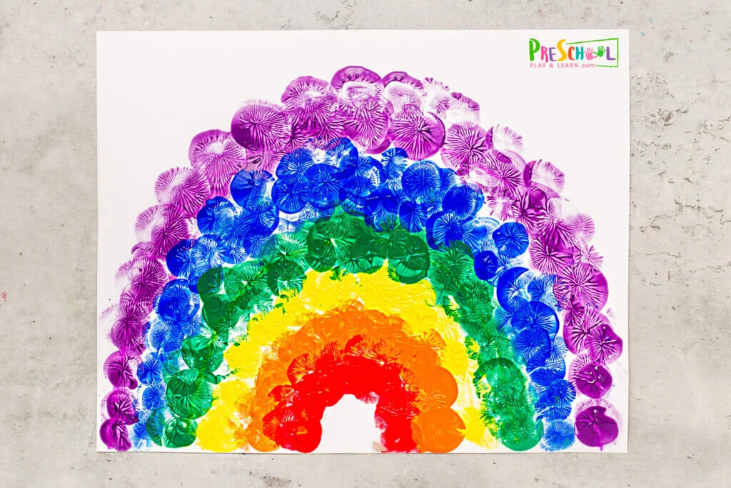 Beautiful Rainbow Painting Art Idea Using Balloons - Creative ideas for stamping on balloons