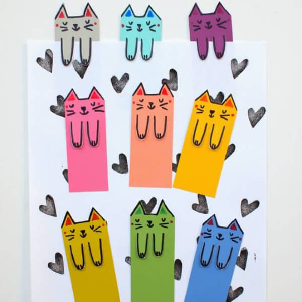 Colorful Cat Bookmarks Craft For Kids Using Paint Chips - Simple Cat-Themed Projects For Children