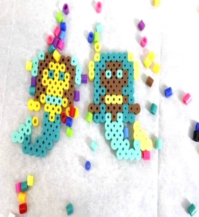 Colorful Perler Beads Mermaid Pattern Designs Art Idea For Kids To Make At Home - Create Mermaid Perler Bead Creations for the Tots