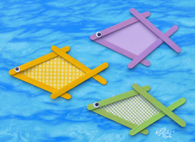 Colorful Popsicle Sticks Fish Craft Using Scrapbook Paper, Googly Eyes & Paint - Fabrication of a Fish from Popsicle Sticks at Home