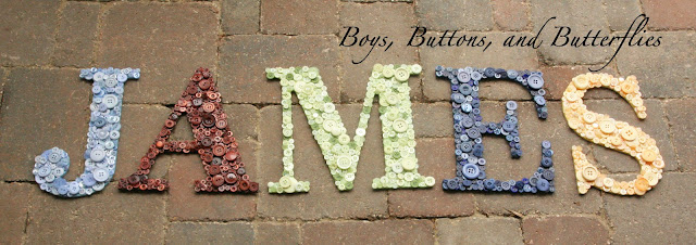Creative & Inexpensive Button Name Art Project Made With Wood Plaque Letters & Acrylic Paint - Wall Decor with a Button Twist