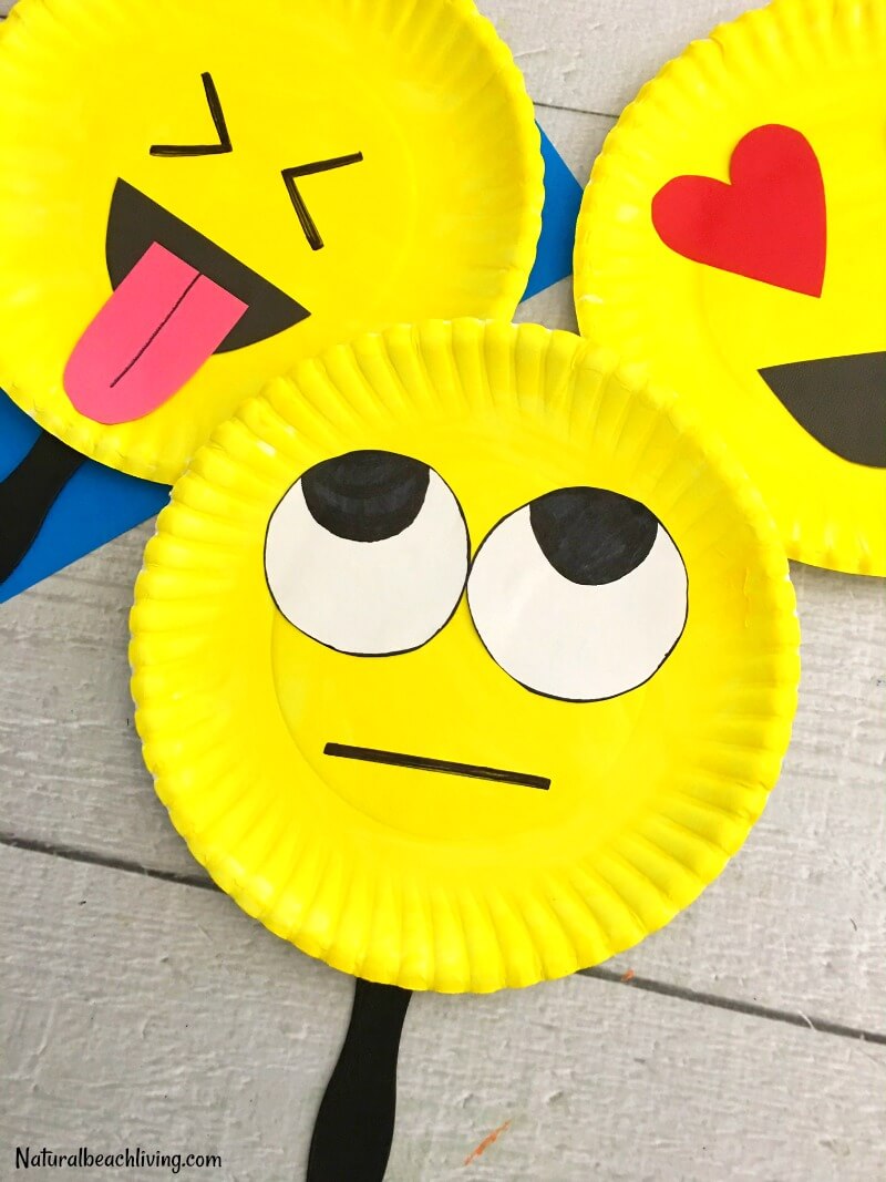 Cute Emoji Feelings - Paper Plate Craft Idea For Kids To Make - Paper Plate Projects for Kids in Emoji Form