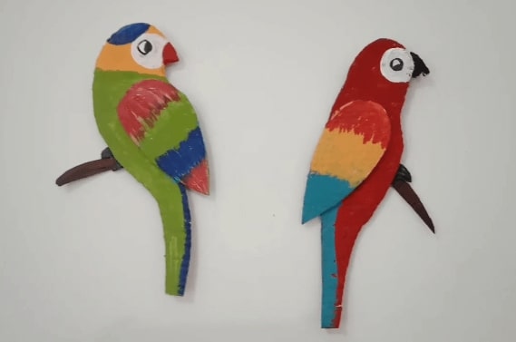 DIY Cardboard Parrot Decoration Craft Ideas To Make At Home - Assembling Parrot Crafts Using Cardboard 