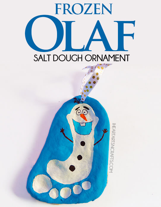 DIY Frozen Olaf Footprint Salt Dough Ornament Craft For Christmas - Artistic Ornaments for Minors 