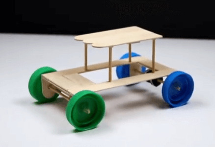 DIY Popsicle Stick Toy Craft With Bottle Caps For Kids To Make - Making a Car from Popsicle Sticks