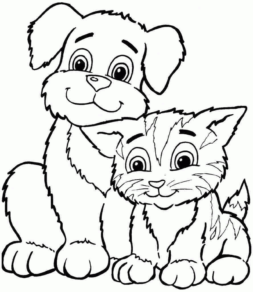 Dog & Cat Animal Drawing Idea For Kids - Animal sketching and coloring sheets for children