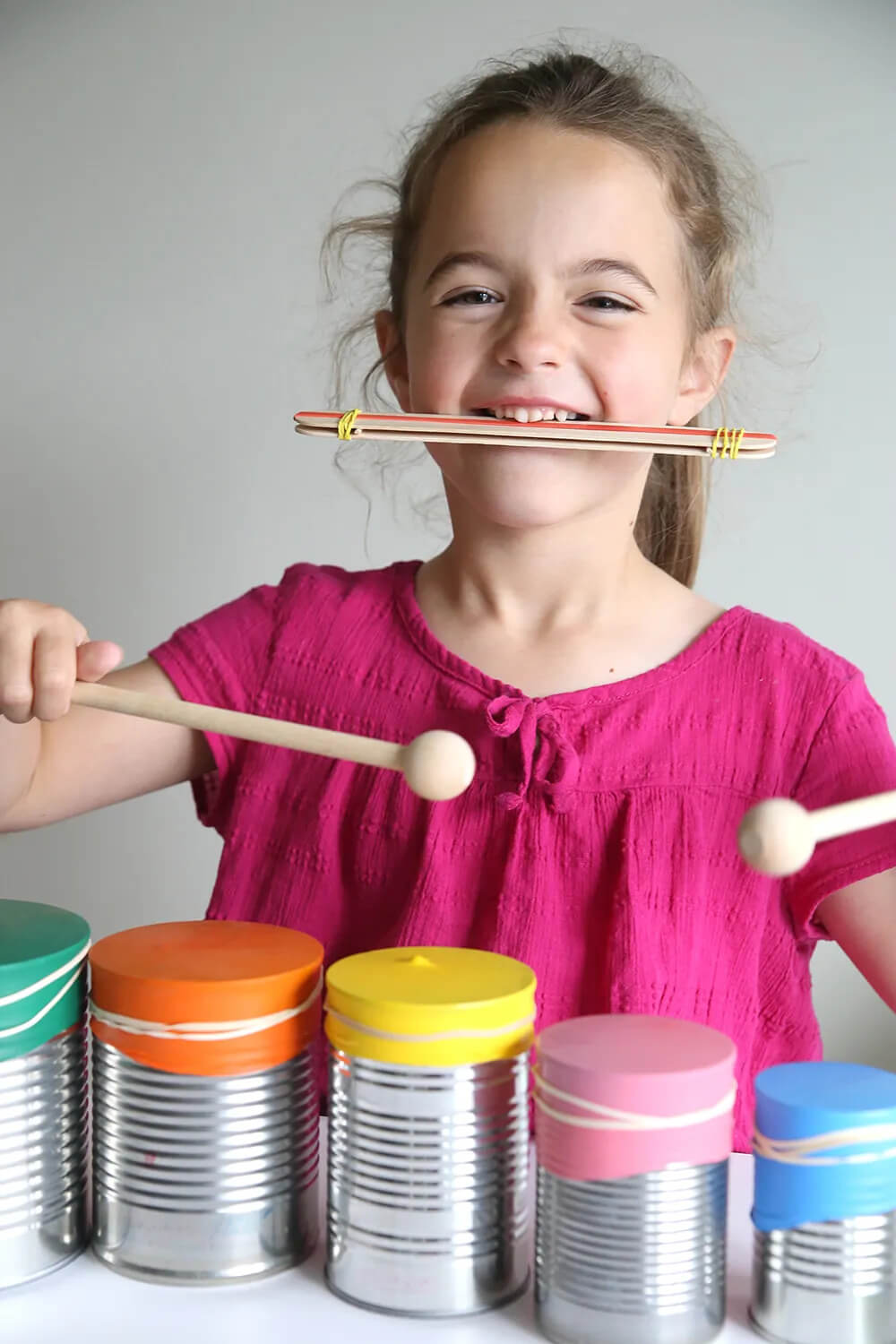 Drum Set & Kazoo - Fun Craft Activity With Recycled Tin Can, Drumstick & Popsicle Stick - Crafting a Kazoo with Your Own Hands for Kids