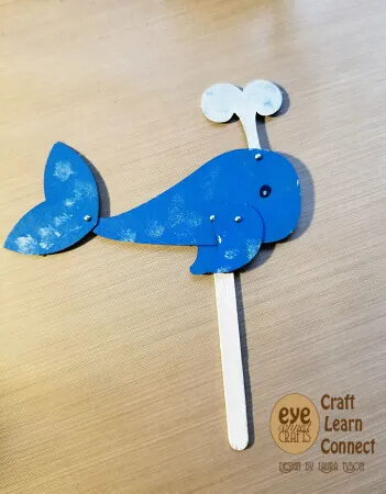 Easy Blue Whale Popsicle Stick Craft Activity For Kindergartners - Make a Fish Craft out of Popsicle Sticks at Home 