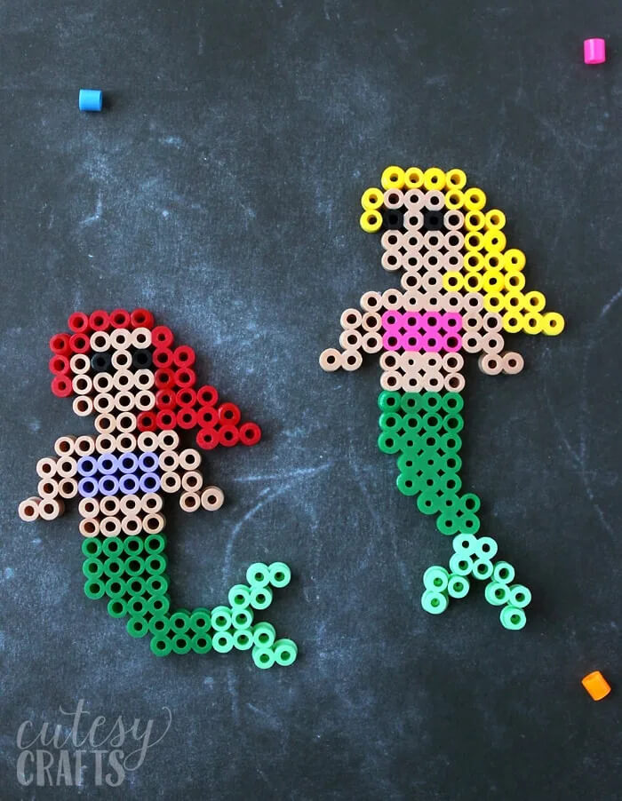 Easy Mermaid Perler Bead Pattern Craft For Kids To Make - Crafting Mermaid Perler Beads for Kids