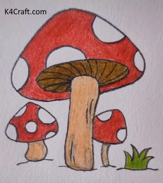 Easy to Draw Mushrooms For Kids Using Crayons - Exploring Art with Children - Flora and Fauna