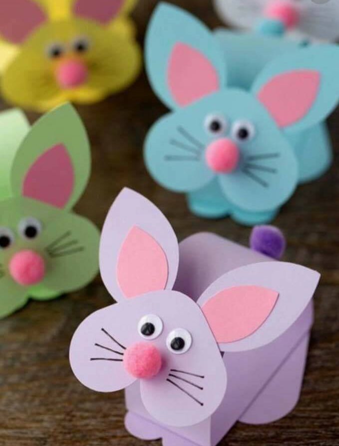 Easy To Make Paper Bunnies Craft Using Wiggly Eyes, Pom Poms, & Googly Eyes - Simple Rabbit/Bunny Projects You Can Make 