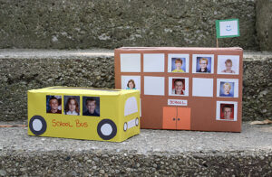 Fun Back-to-School Craft Project With School Photos Using Cereal Box, Construction Paper, & Tissue Box