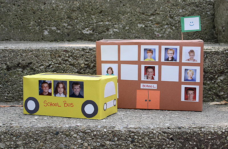 Fun Back-to-School Craft Project With School Photos Using Cereal Box, Construction Paper, & Tissue Box - Working with tissue boxes in the schoolroom.