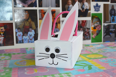 Fun to Make Bunny Easter Basket Craft With Empty Tissue Box - Using tissue boxes to create crafts in the classroom.