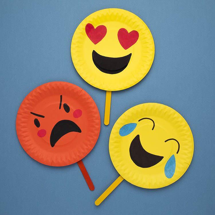 Fun To Make Emotions Face Emoji Puppet Craft For Kids - Paper Plates and Emoji Art for Little Ones