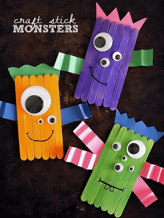 Funny Popsicle Stick Monster Crafts With Acrylic Paint, Googly Eyes, Construction Paper, & Black Sharpie Marker - Making Playthings from Popsicle Sticks: A Gratifying Activity with Craft Sticks