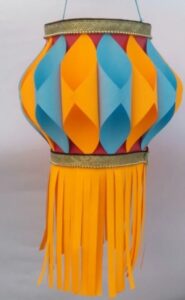 Homemade Diwali Lantern Decoration Craft Using Papers & Decorative Lace