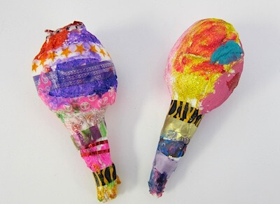 Homemade Paper Mache Maracas Instrument Art & Craft Idea For School - Working on Maracas Crafts for Pre-K Children