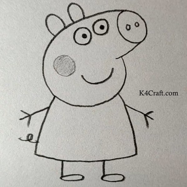 How To Draw A Peppa Pig Cartoon Character For Preschoolers - Easy Pencil Sketches for Kids