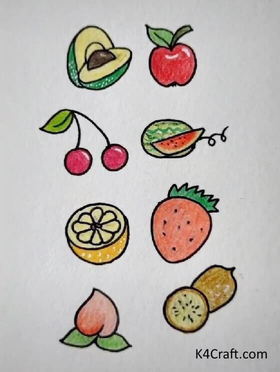 How To Draw Healthy Fruit Salad - Basic Illustrations for Kids - Plants and Animals