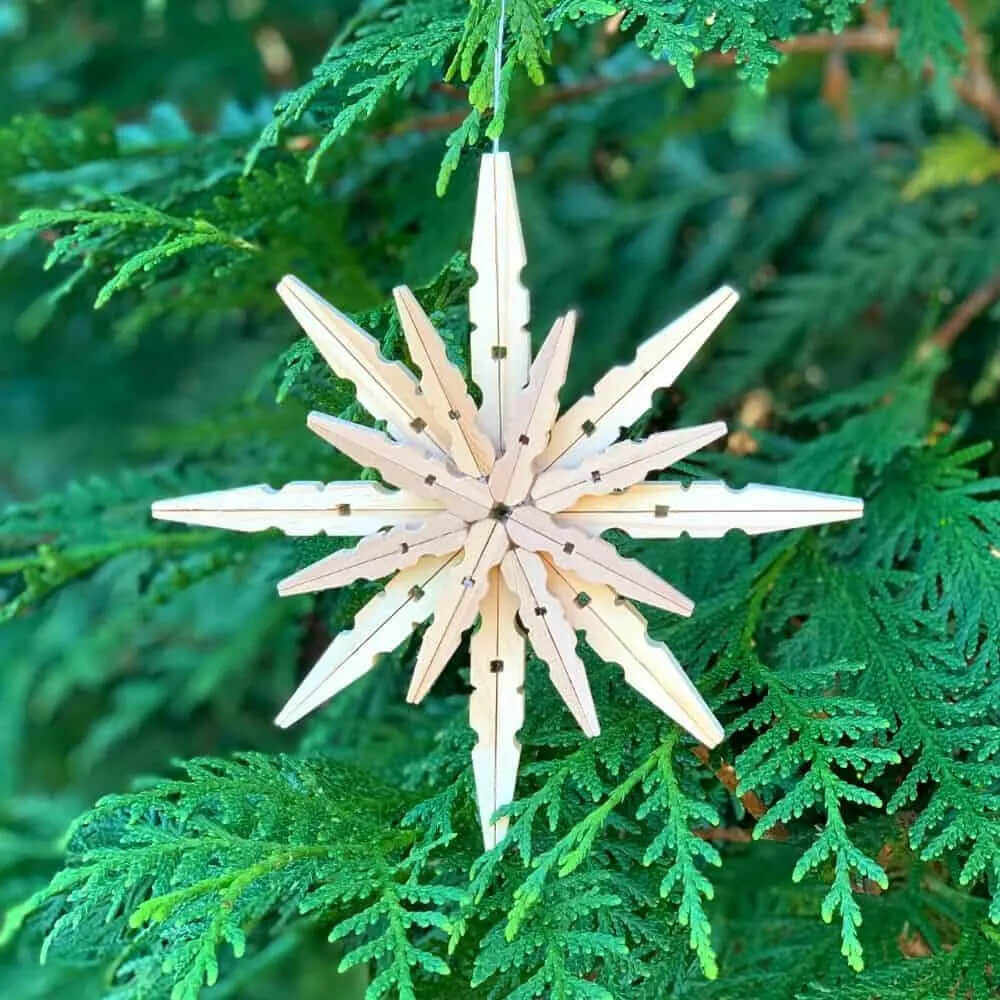 How To Make Snowflake Ornaments Out Of Clothespins - Making Decorations with Clothespins - Fun & Easy