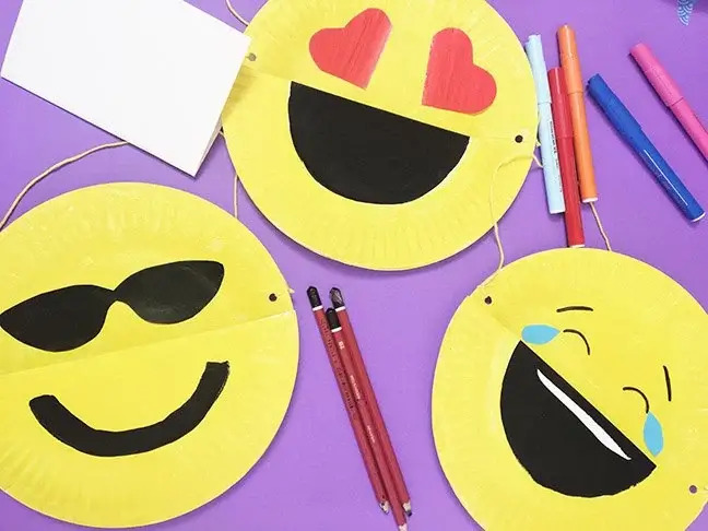 Joy, Heart Eyes, Smiling Face With Sunglasses - Easy Paper Plate Emoji Party Idea For World Emoji Day - Utilizing Paper Plates to Make Emojis for Children