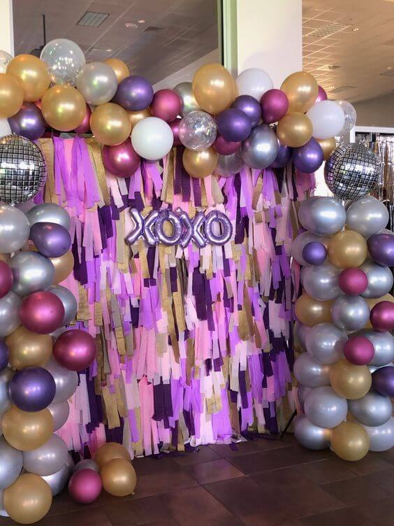 Joyful & Interesting Crepe Paper Disco Theme Backdrop Decoration For Birthday Parties - Creative Ideas Using Crepe Paper and Balloons