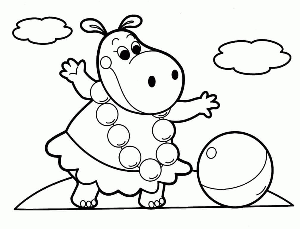 Learn to Color Joyful Dancing Hippo - Animal sketches and colouring activities for kids