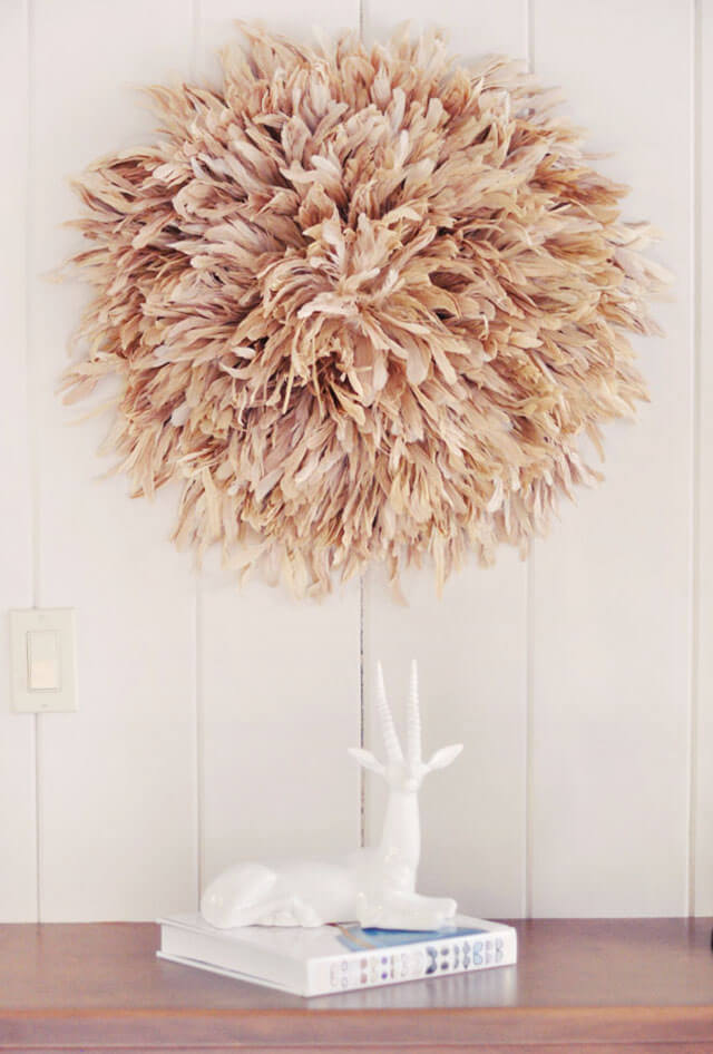 Lovely African Juju Hat Wall Art Idea With Long Feathers - Juju Headdress Designs and Wall Embellishment Concepts